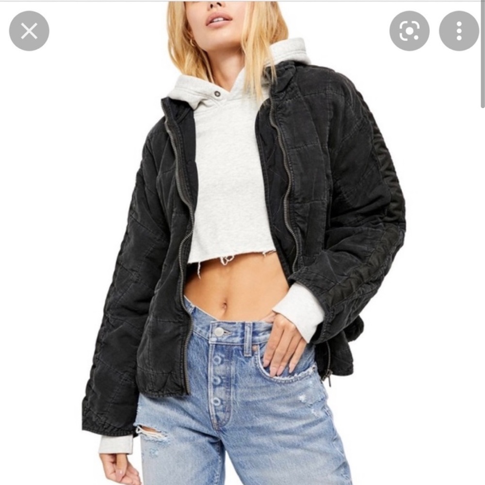 Free People Black Quilted Jacket
